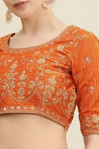 Trendmalls Women's silk embroidery saree with unstitched blouse piece