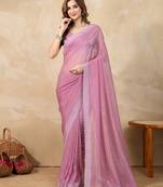 Women's art silk swarovski work with unstitch blouse piece