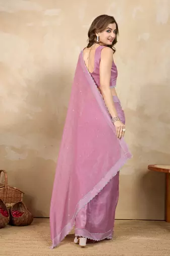 Women's art silk swarovski work with unstitch blouse piece