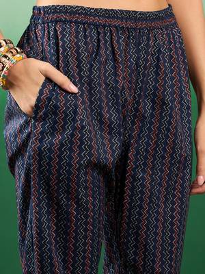 Multicolor embroidered cotton round neck kurta sets 5