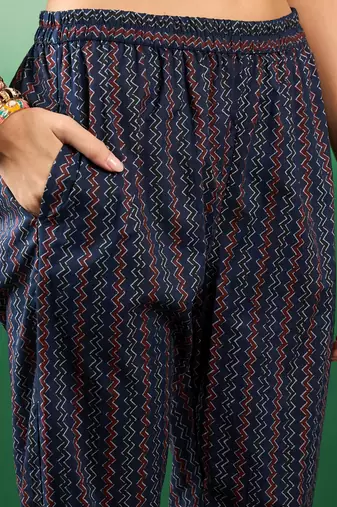 Multicolor embroidered cotton round neck kurta sets