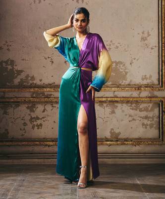 Purple and beige ombre kaftan 1