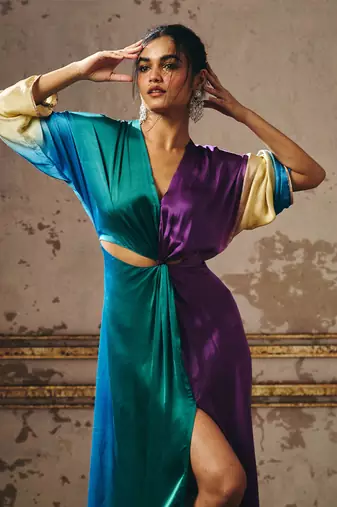 Purple and beige ombre kaftan