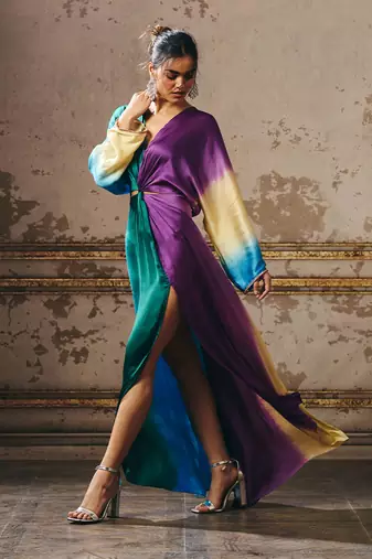 Purple and beige ombre kaftan