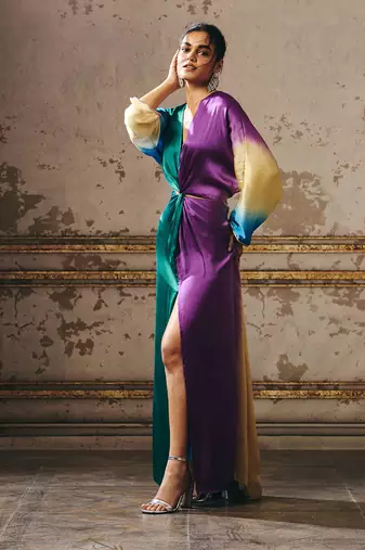 Purple and beige ombre kaftan