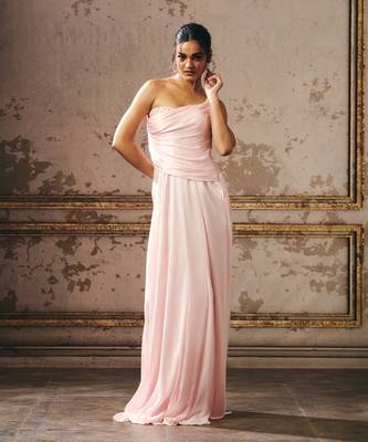 Baby pink one shoulder dress 1