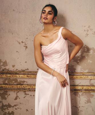 Baby pink one shoulder dress 2