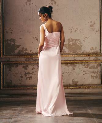 Baby pink one shoulder dress 4