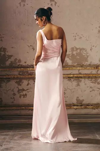 Baby pink one shoulder dress
