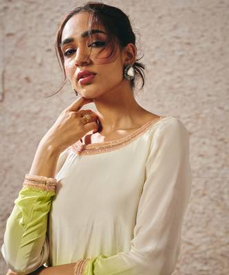 Beige to dark green ombre kurta 2