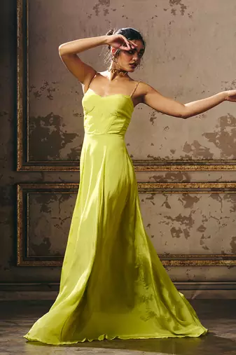 Green corset gown