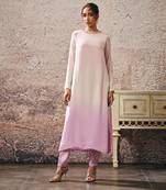 Baby pink to lilac ombrey kurta