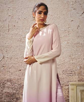 Baby pink to lilac ombrey kurta 2