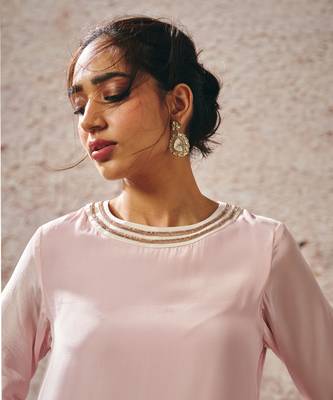 Baby pink to lilac ombrey kurta 3