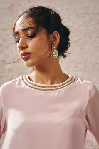 Baby pink to lilac ombrey kurta