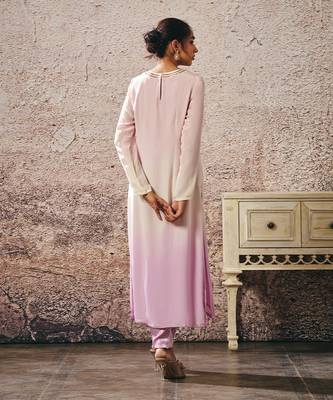 Baby pink to lilac ombrey kurta 4