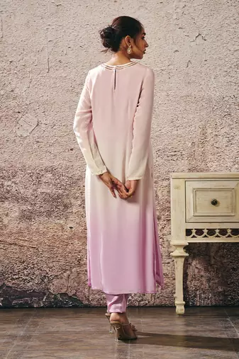 Baby pink to lilac ombrey kurta