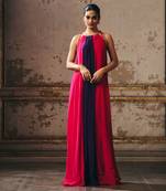 Hot pink purple and red trapez gown