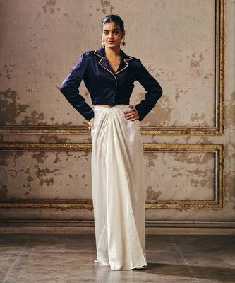 White skirt with blue blazer 1