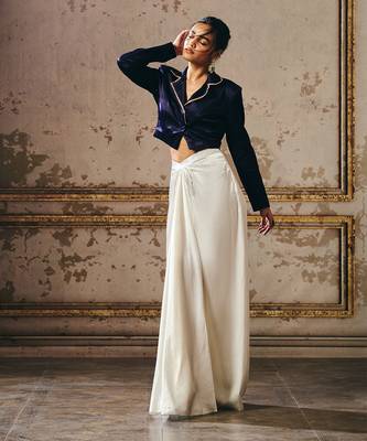 White skirt with blue blazer 5