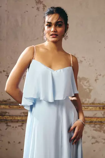 Powder blue layered gown