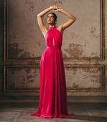Hot pink halter neck gown