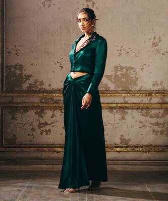 Dark green skirt with blazer 1