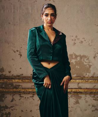 Dark green skirt with blazer 2
