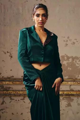 Dark green skirt with blazer