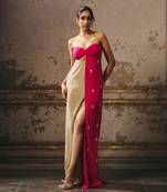 Hot pink and chikoo shibori dress