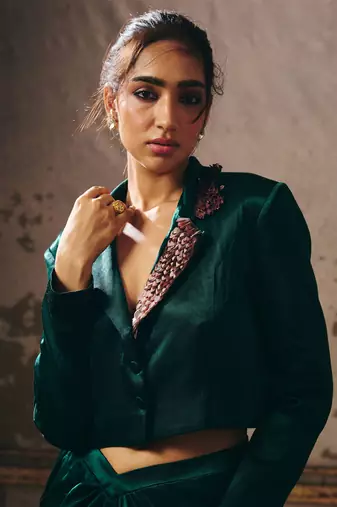 Dark green skirt with blazer