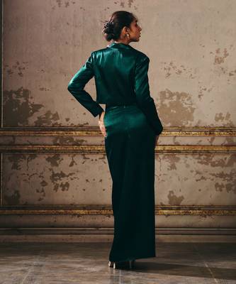 Dark green skirt with blazer 4