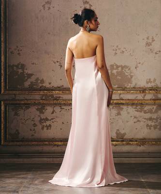 Baby pink trapeze gown 4