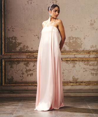Baby pink trapeze gown 5