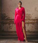 Hot pink shirt dress