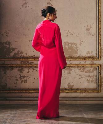 Hot pink shirt dress 4