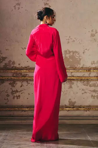 Hot pink shirt dress