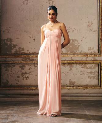 Peach rouched gown 1