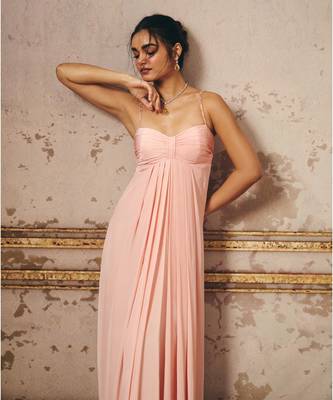 Peach rouched gown 2