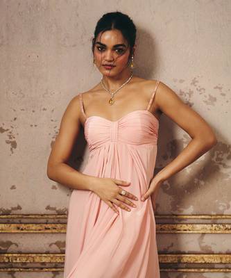 Peach rouched gown 4