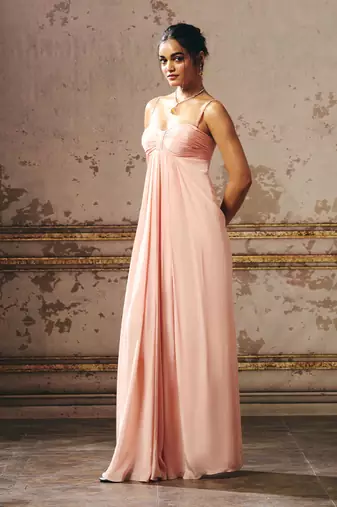 Peach rouched gown