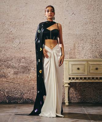 Skirt with blouse with shibori drape 1