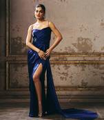 Navy blue drape gown