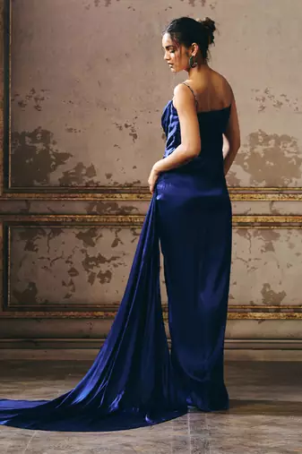 Navy blue drape gown
