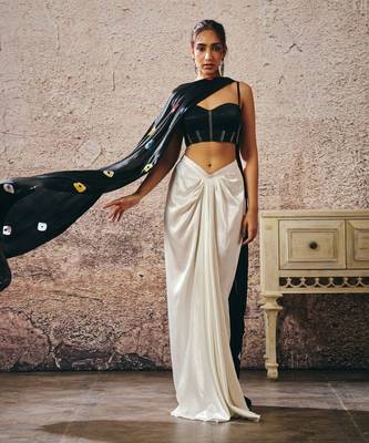 Skirt with blouse with shibori drape 2