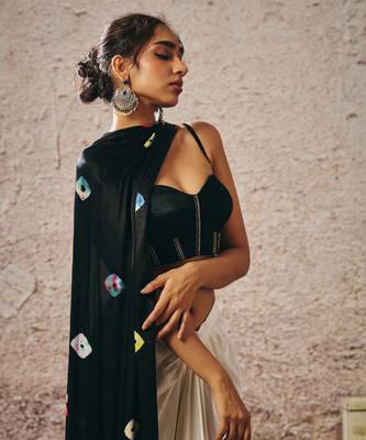 Skirt with blouse with shibori drape 3