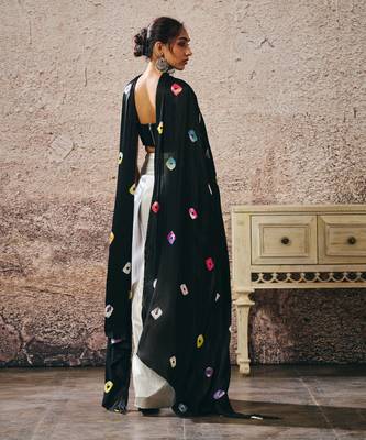 Skirt with blouse with shibori drape 4