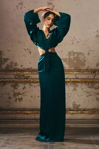 Bottle green twisted dress