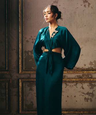 Bottle green twisted dress 3