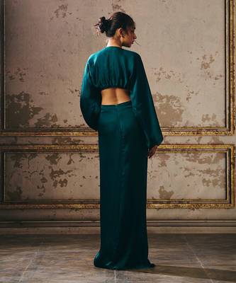 Bottle green twisted dress 4